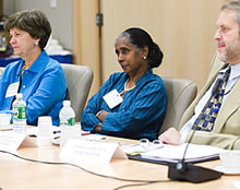 Carolyn Long and Dr. Nata Duvvury from the International Center for Research on Women and John Garrison, Senior Civil Society Specialist at the World Bank