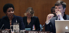 Deputy Secretary-General Asha-Rose Migiro speaks while Jeffrey Sachs looks on during a side event on the MDG Africa Steering Group and the Gleneagles Scenario Approach to Scaling Up