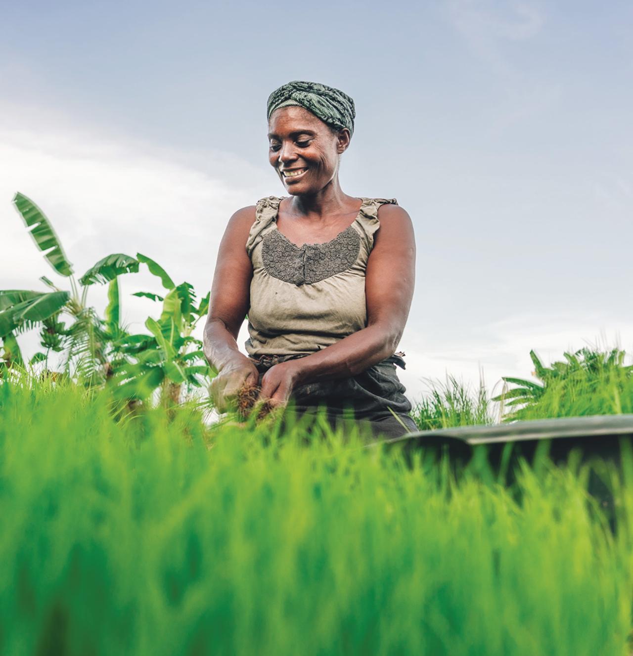 Woman gardening in a field